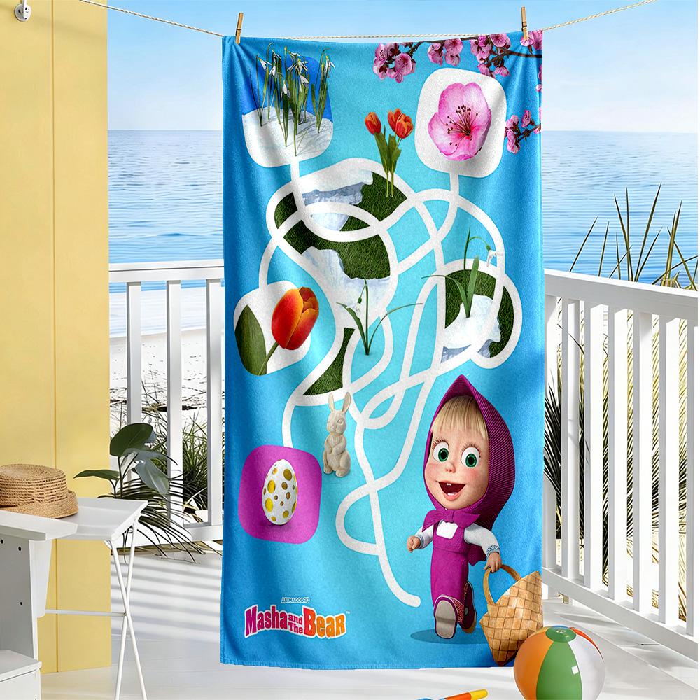 Masha Bear Beach Towel Soft Durable Quick-Dry Comfortable Lightweight