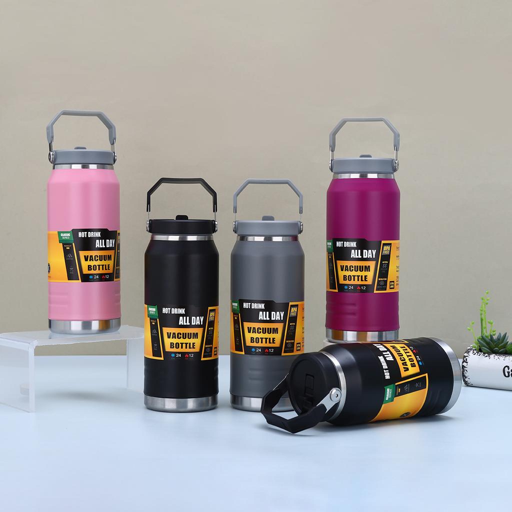 American 304 stainless steel large ice bucket outdoor mountain climbing and cycling sports water bottle straw cup