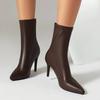 Strong autumn and winter new classic black pointed thin heel thin short boots temperament high heel elastic boots