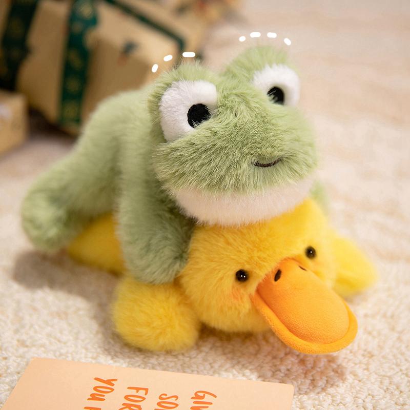 Super Cute Mini Palm Pets Series Plush Toys Fluffy Cartoon Lie Prone Frog Horse Duck Cow Toys Kawaii Desktop Decor Nice Gift