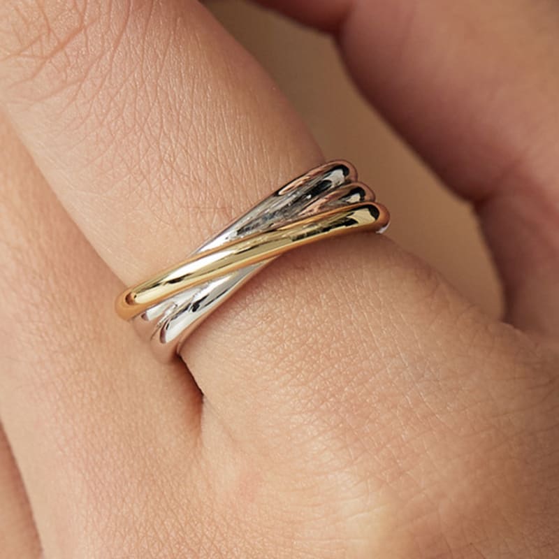 By Hyeres [925 Silver] Volume Cross Over Ring (Combi) BH7R53731C9