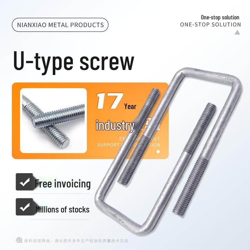 Galvanized Right Angle U-Bolt Square Clamp & Fixing Buckle Thread Set M8 M10 8*45*105