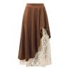 Ladies' Retro Western Suede Lace Patchwork Skirt