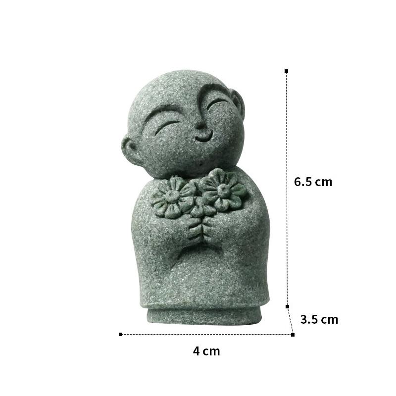 Miniature Monks Figurine Durable Handmade Cute Little Statue for Shrine Bedroom Living Room Car Dashboard Decor