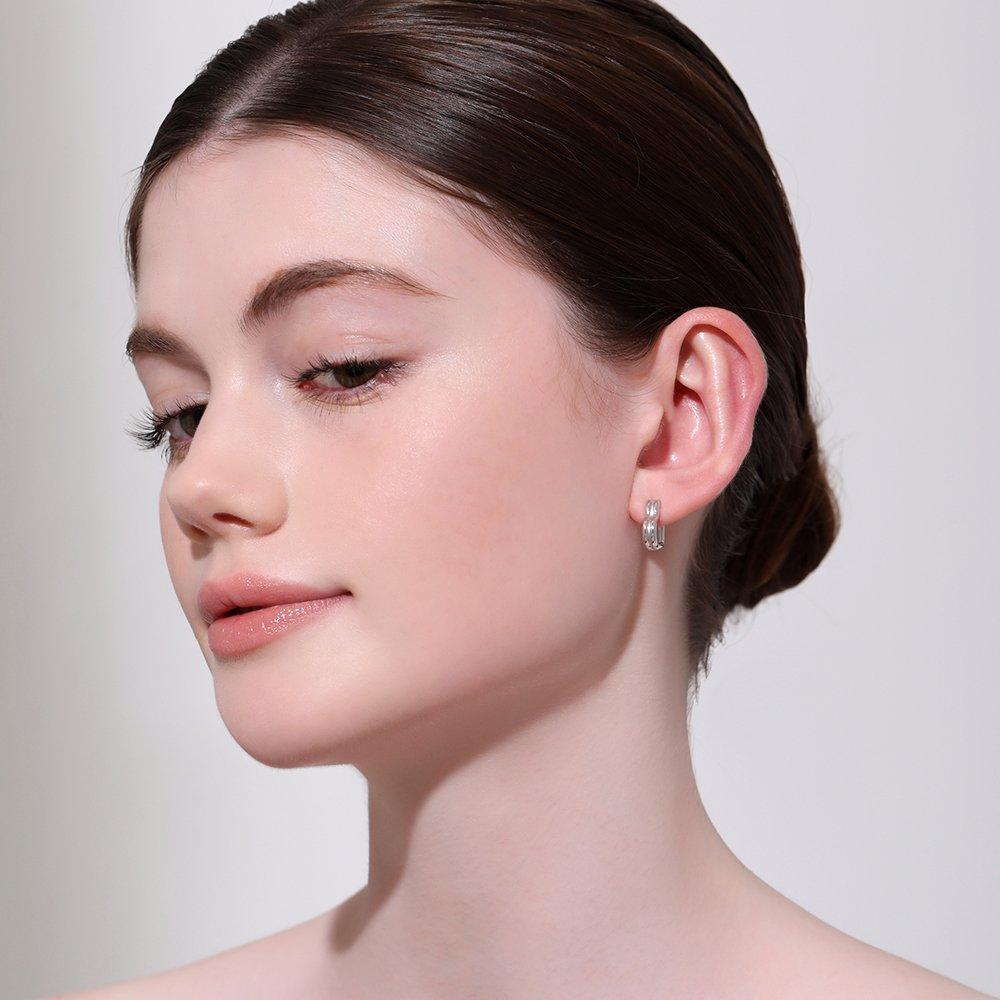 [Rosemont] Silver Heart One-Touch Earrings Ra24B19T