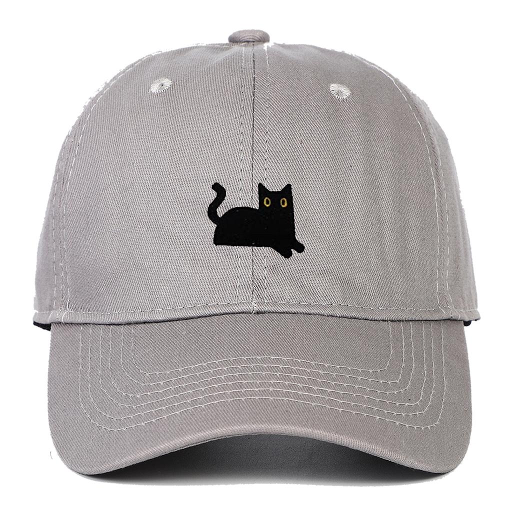 Soft Baseball Cap Embroidered with a Black Cat, Suitable for Men and Women, Duckbill Hat