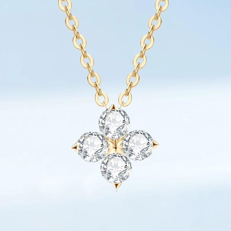 Skutečný 0,4cttw jetelový náhrdelník s moissanite přívěskem pro ženy S925 postříbřený 18K zlatý diamantový řetěz náhrdelníky velkoobchod