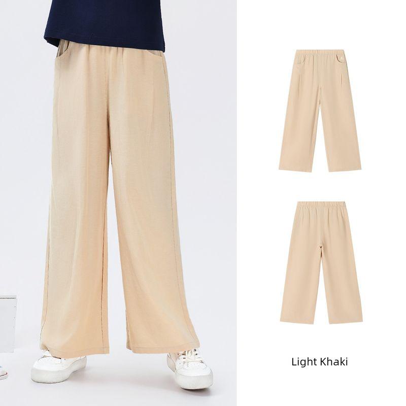Navigare Italian Small Sailboat Children s Wide-Leg Pants 2026 Spring and Autumn New Girls  Casual Sports Trousers Natural Linen-Light Khaki 150