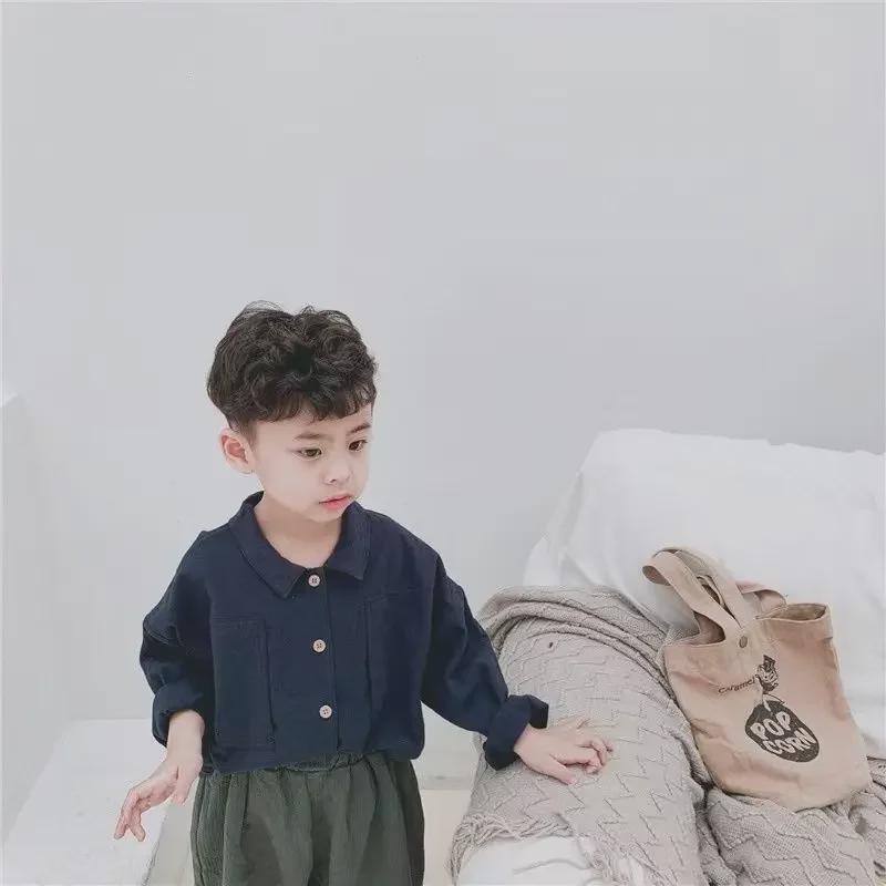 Camisa de manga murciélago estilo japonés retro para niños - Algodón y lino, primavera/otoño, ropa de abrigo para bebé niño