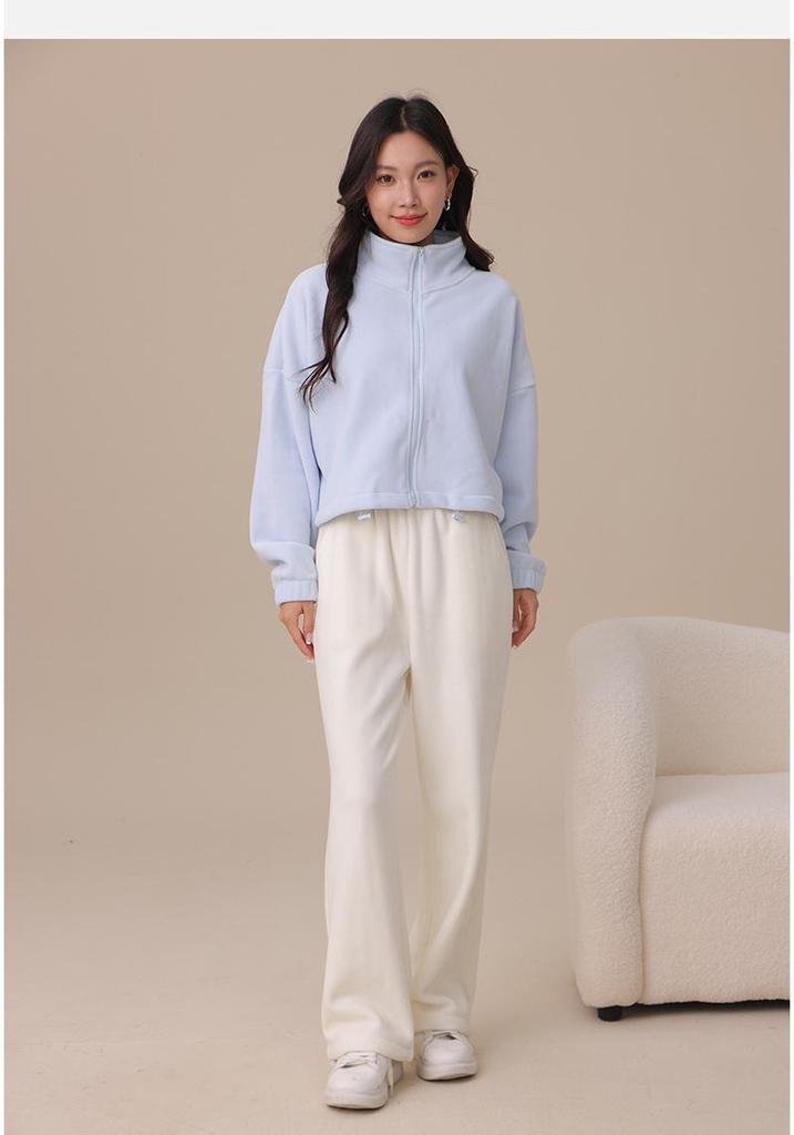Women's Oreo Fleece Sports Jacket: Double-Sided, Velvet Thickened, Stand Collar, Loose Fit for Autumn/Winter Fitness & Casual Wear.
