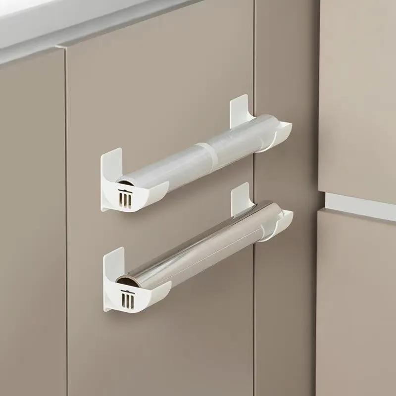 Wall Mounted Garbage Bag Storage Rack Kitchen Organizer No Hole Storage Tray Kitchen Shelf Cabinet Refrigerator Side Storage Shelf Lyp009