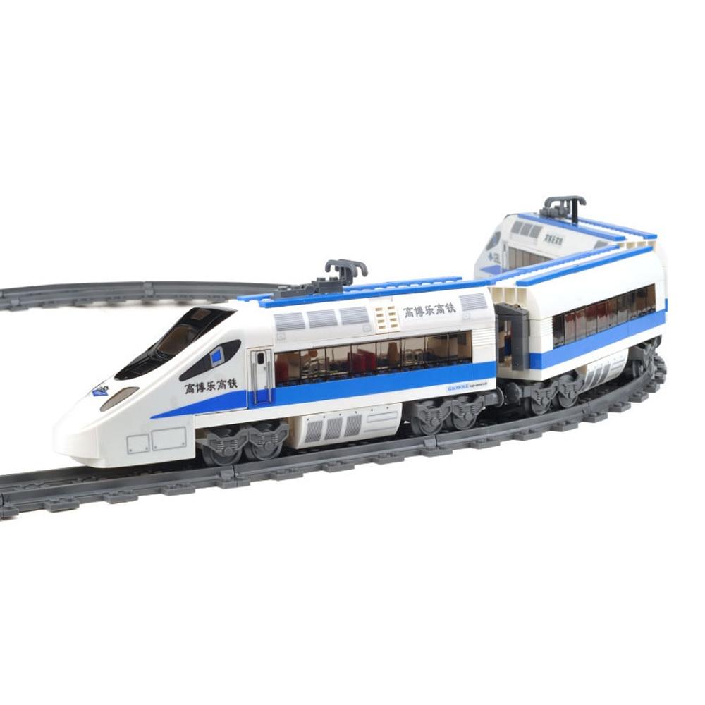 KAZI 98227 415PCS GBL Battery Powered Electric Train High Speed Rail DIY Building Block Gift Toys for Children