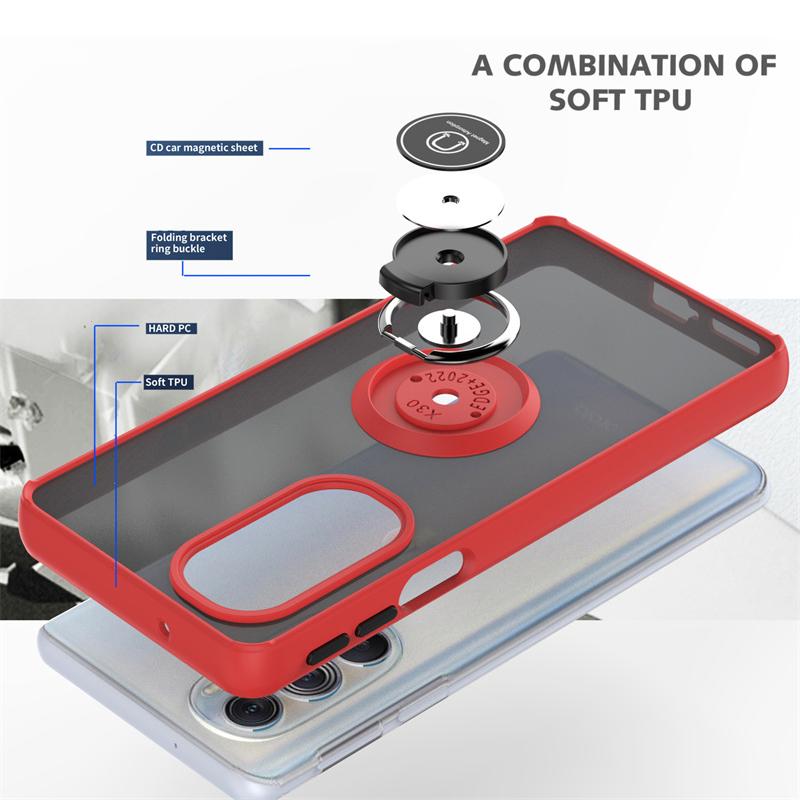 Shockproof Ring Stand Magnetic Matte Back Cover For Motorola Moto G85 G75 G55 G35 G15 G05 5G Case Soft Frame Hard PC Armor Funda