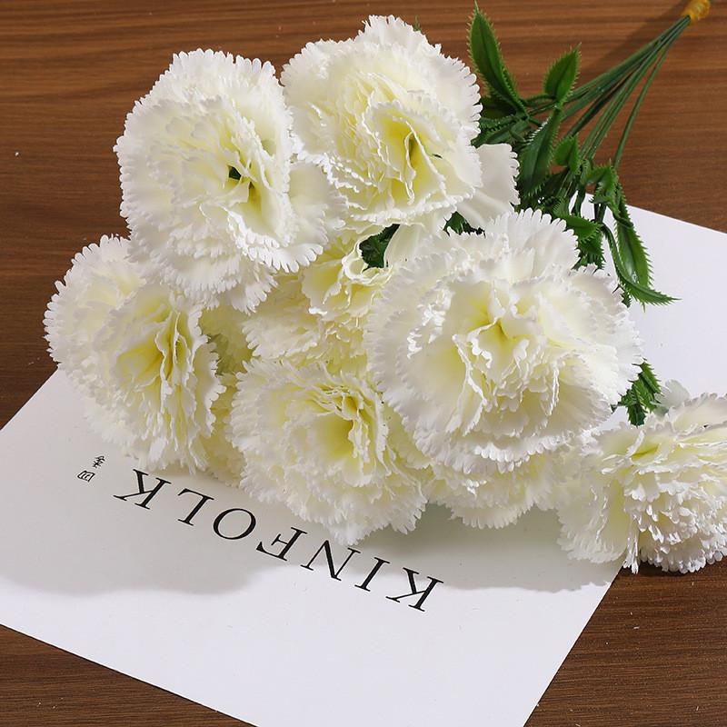 Carnation Silk Flower Bouquet For Home Office Wedding Decor Photography Prop