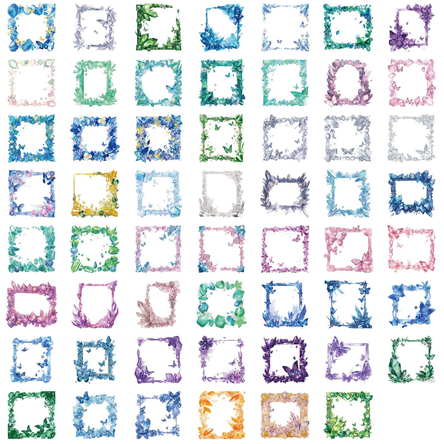 

55pcs Butterfly PET Clear Stickers Waterproof Transparent Border Cartoon Decal for Water Bottle Laptop Suitcase Computer Sticker