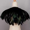 Women's Black Feather Shawl Cape Gothic Feather Shrug Poncho Collar Witch Cosplay Costume for Halloween Carnival