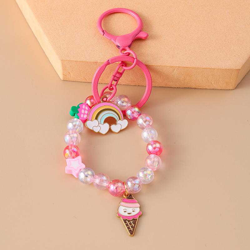 Süßes Kristallperlen Armband Schlüsselanhänger Lebensmittel Schlüsselanhänger für Damen Mädchen Handtaschen Anhänger DIY Handgemachter Schmuck Geschenk