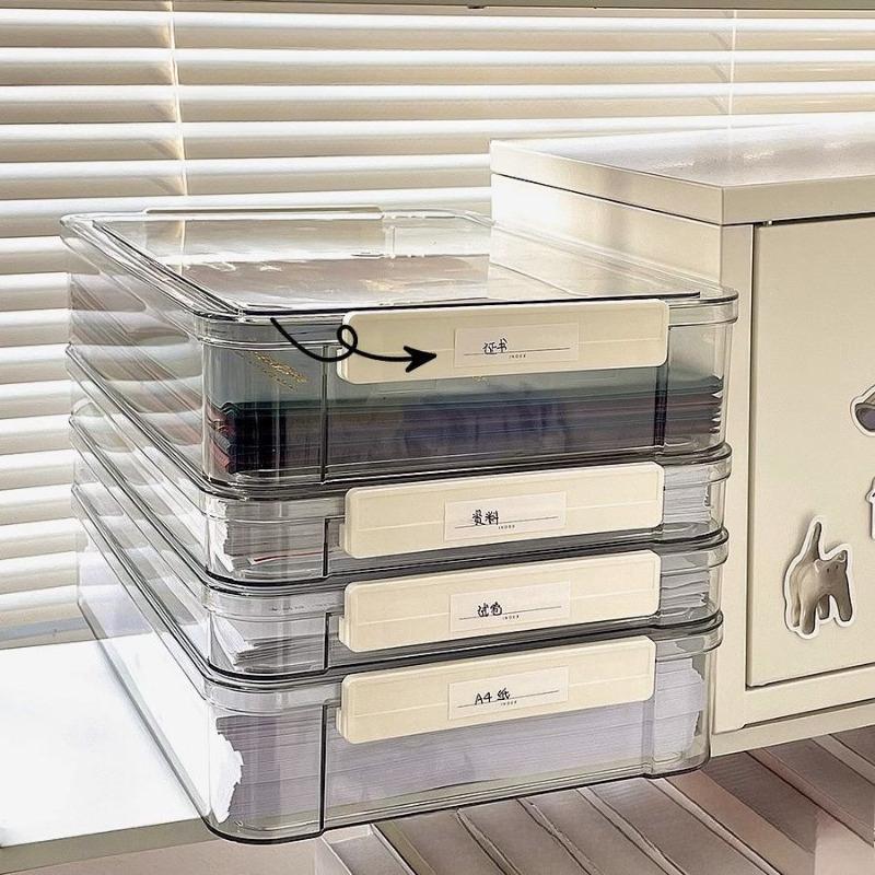 Clear PET A4 Document Organizer Box, Stackable Desktop File Holder For Office Supplies, Multi Purpose Paper Storage Rack In Large And Small Sizes