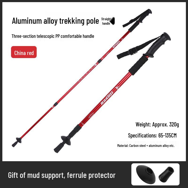 Anti-Slip Aluminum Alloy Telescopic Trekking Stick for Hiking & Walking
