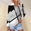 Women's Spring And  Fashion Casual  Printed Zipper V-Neck Long Sleeve Shirt Tops