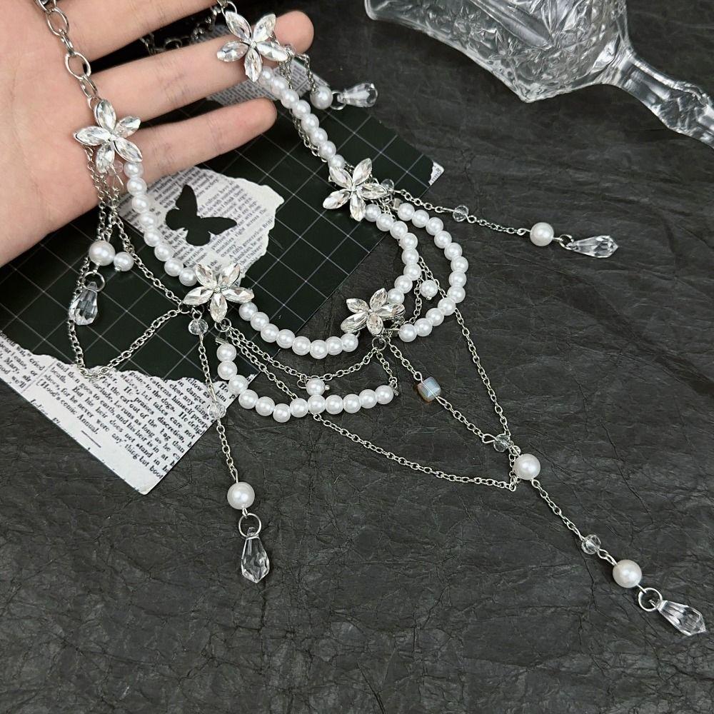 Elegant Multilayer Pearl Waist Chain Butterfly Belly Chain Retro Y2k Waistband Dress Accessories