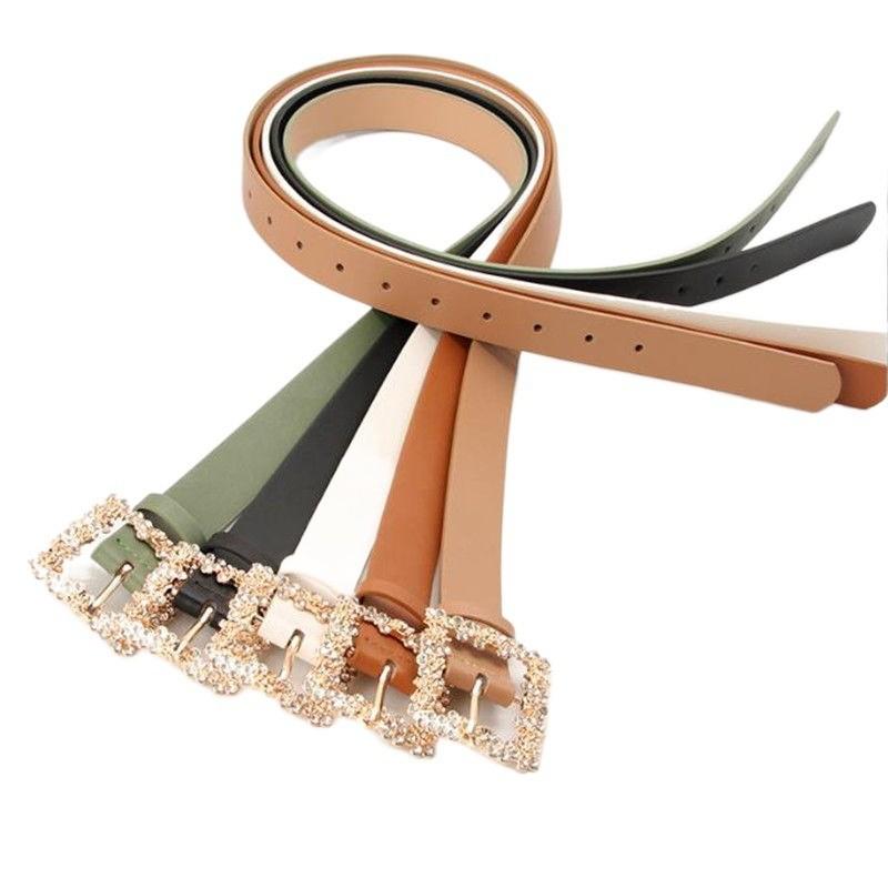 Elegant Alloy Gemstone Embellished Buckle Belt For Dresses In Versatile Colors