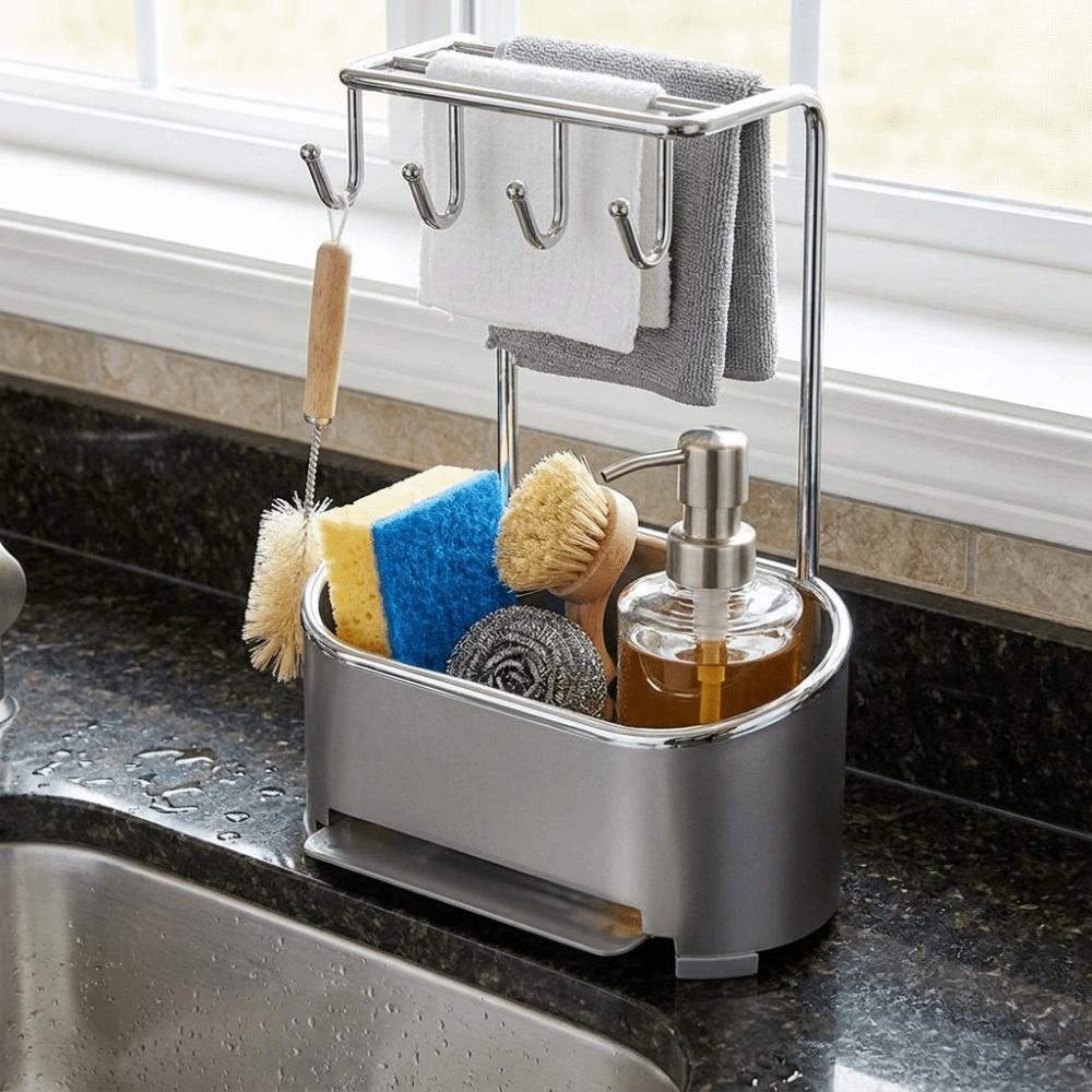 Drainage Base Sponge Drainage Rack Gunmetal Gray Multifunctional Kitchen Rack Cleaning Supplies