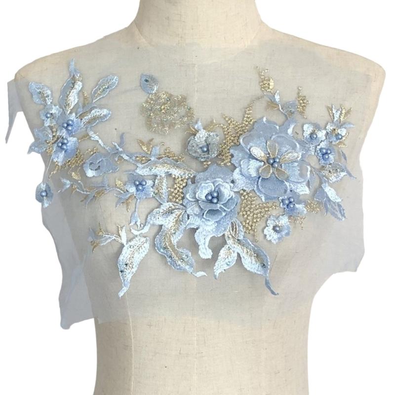 Embroidered Sequins Flower Applique Patches for Clothing Bags Handcraft Decoration Polyester Materials