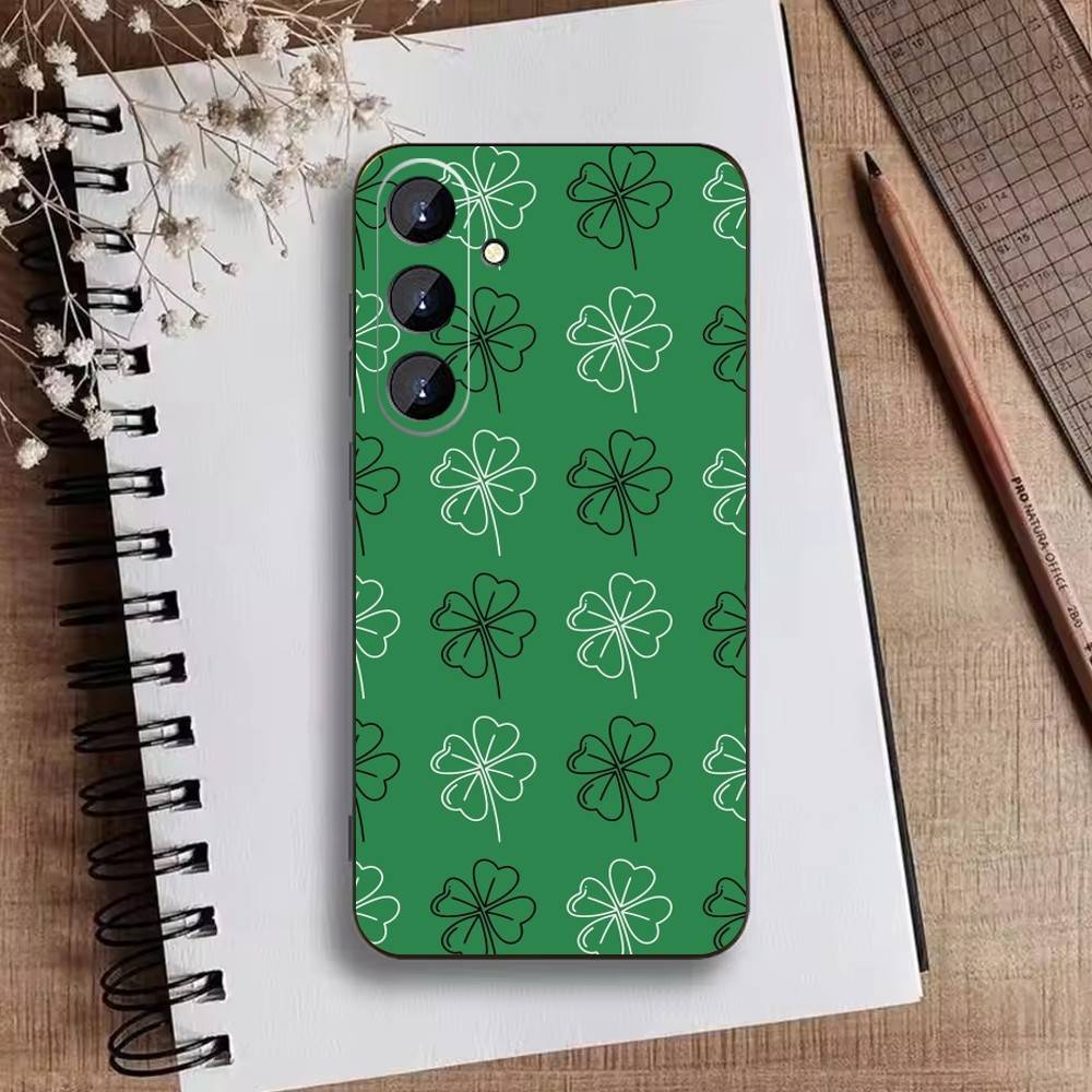 Lucky-Four-leaf Clover Phone Case For Samsung Galaxy A73,A21s,A22,A31,A52,A53,A71,A41Soft Black Shell