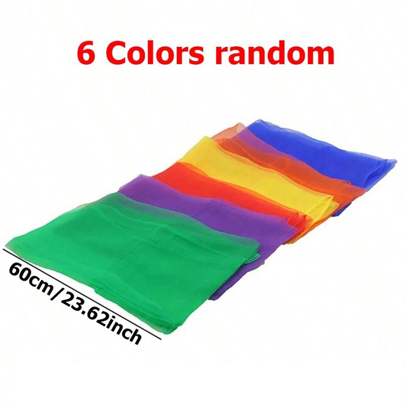 Lenços de Seis Cores Fitas de Ginástica Cognição de Cores Brinquedos de Esportes ao Ar Livre para Crianças Lenços de Dança para Exercício Adereços de Performance TMZ