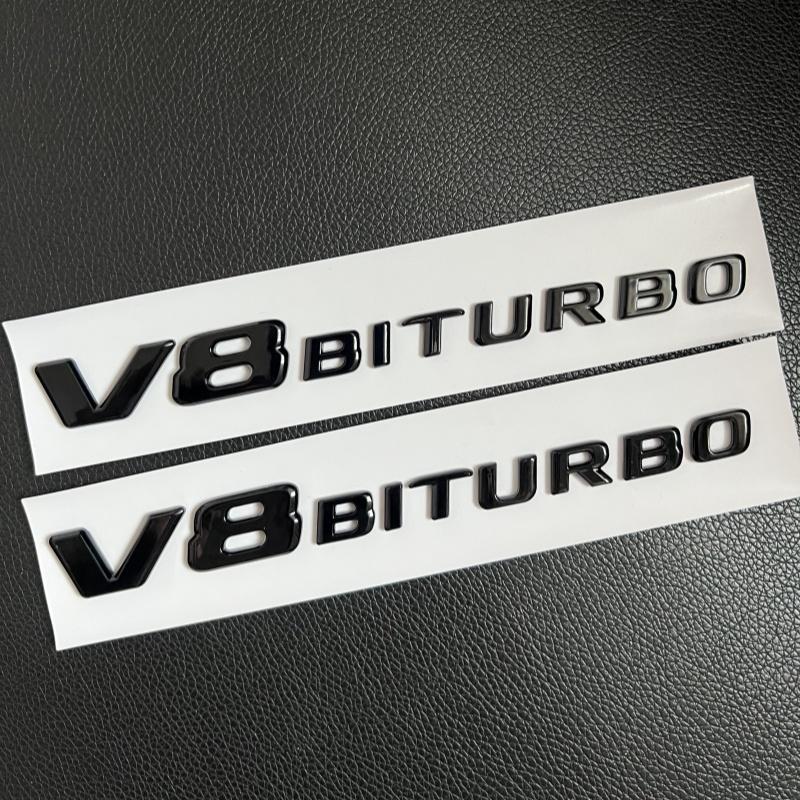 FCUI6 3D Black C63S Logo Letters V8 BITURBO Badge Car Rear Star Sticker Trunk AMG Emblem For Mercedes Benz AMG W205 C205 Accessories