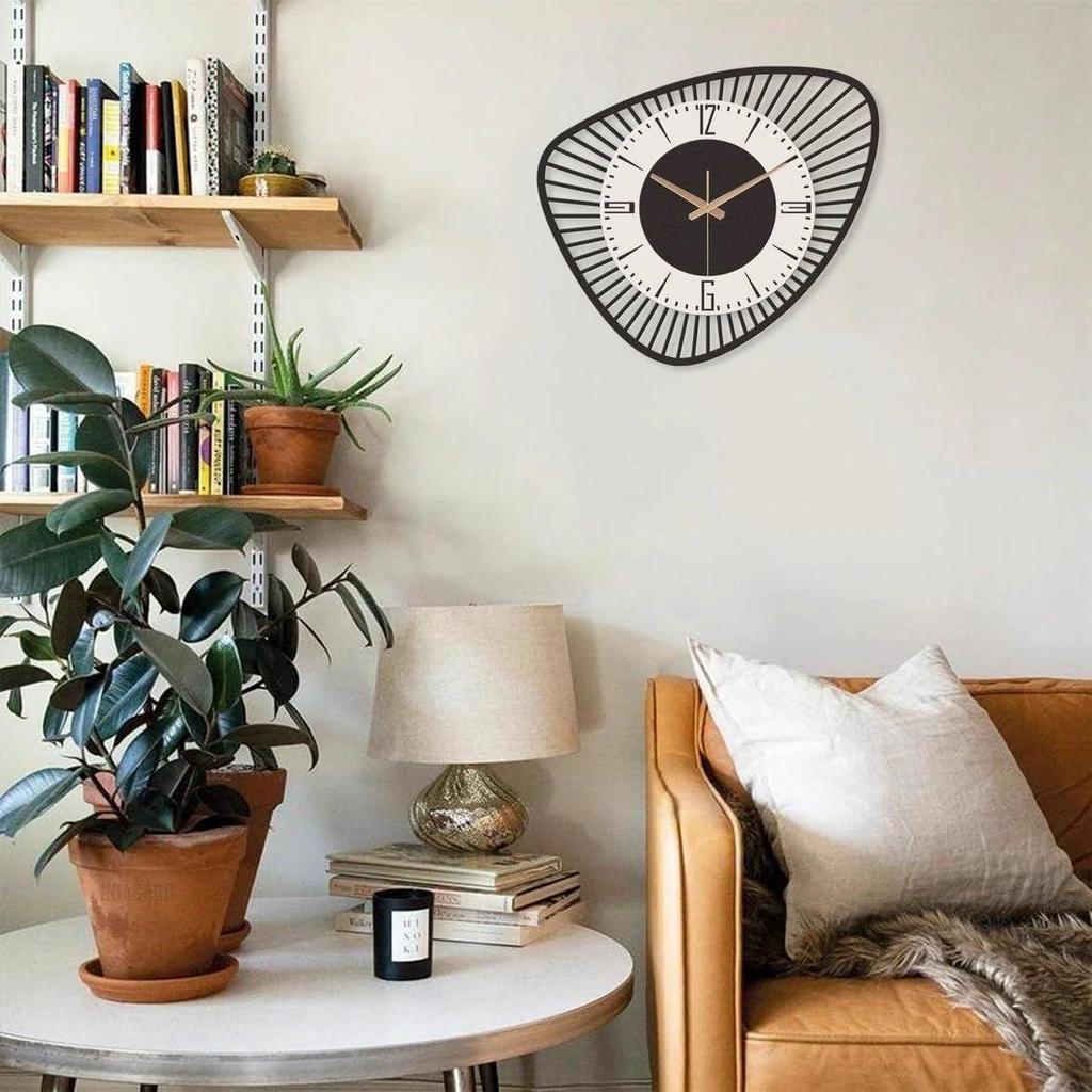 Large World Map Wall Clock, Metal Minimalist Modern Clock, Round Silent Non-Ticking Battery Operated Wall Clocks for Living Room/Home/