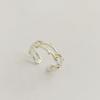 Branch Golden Leaf Adjustable Open Ring for Women - Small Fresh Double Layer Design