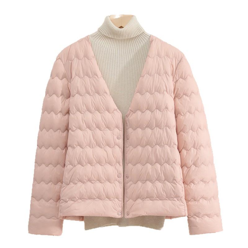 

Women s Convertible Lightweight Down Jacket - Short Wave Pattern, Round/V-neck, Autumn/Winter 2025. XL чёрный