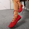 Fashion Comemore Women's Shoes Spring Autumn New Cross Strap Flats Casual Shallow Mouth Single Shoes Round Toe Anke Lace Up Flat Shoe