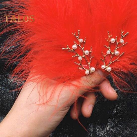 1 Paar Haarspangen für Damen, Federdekor, Kunstperlen, dekorative Haarnadeln im japanischen Stil, Haarschmuck für den Alltag