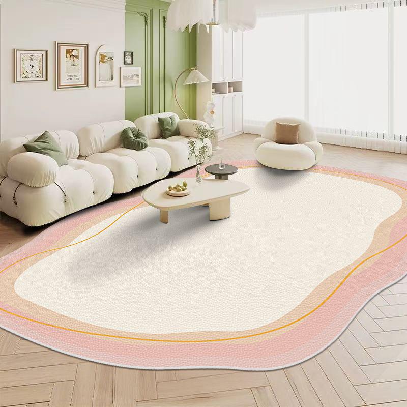

Irregular Cream PVC Rug: Wash-Free, Wipeable, Wear-Resistant for Living Room, Sofa, Coffee Table, Bedroom, or Bedside. 120x160cm Waterproof