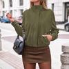Women's Casual Slim Fit Short Zip Up Jacket with Turn-Down Collar for Everyday Wear