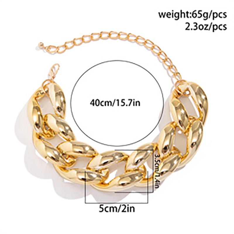 Exaggerated Acrylic Geometric O-chain Clavicle Necklace Punk Thick Chain Gold Color Choker Women's Aesthetic Neck Jewelry