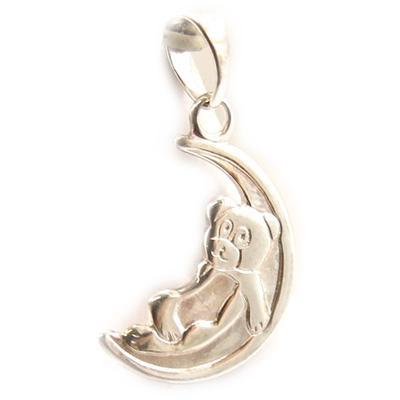 [D7403] - Silver Pendant 'Ô Douce Nuit' Silver - 12x16 Mm (teddy-moon)