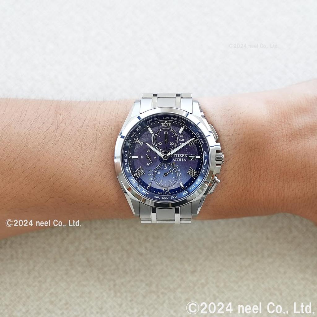 Citizen Attesa DEAR Limited Edition Pair Silver Watch, Light-Powered Eco-Drive, Radio-Controlled, Waterproof, Collection, Model, Blue, AT8240-66L,