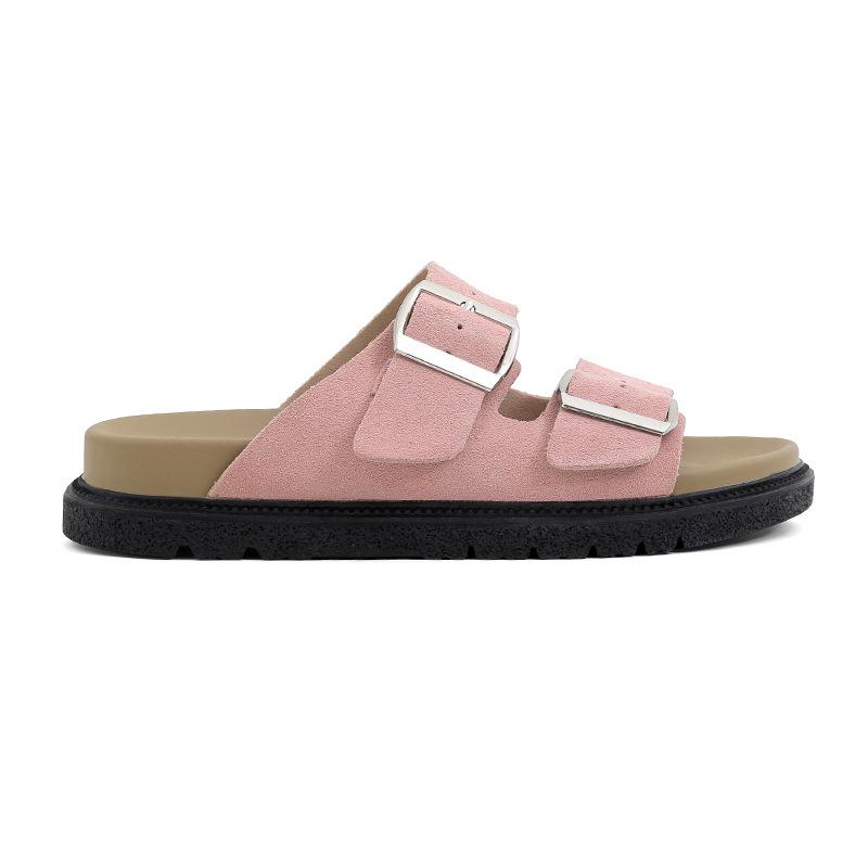 Wersja klasyczna~ Kapcie domowe buty zewnętrzne retro klapki z podwójną klamrą letnie wszechstronne klapki z miękką podeszwą chłodzące buty zewnętrzne damskie