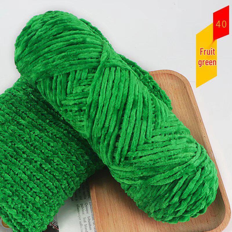 Chenille Golden Silk Velvet Yarn Ball - Medium Thick Glossy Yarn for Hand Knitting and Crochet Slippers.