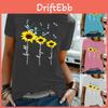 Playful Women Floral Daisy Printed Basic T-shirt Classic Style Short Sleeve Blouse For Modern Women