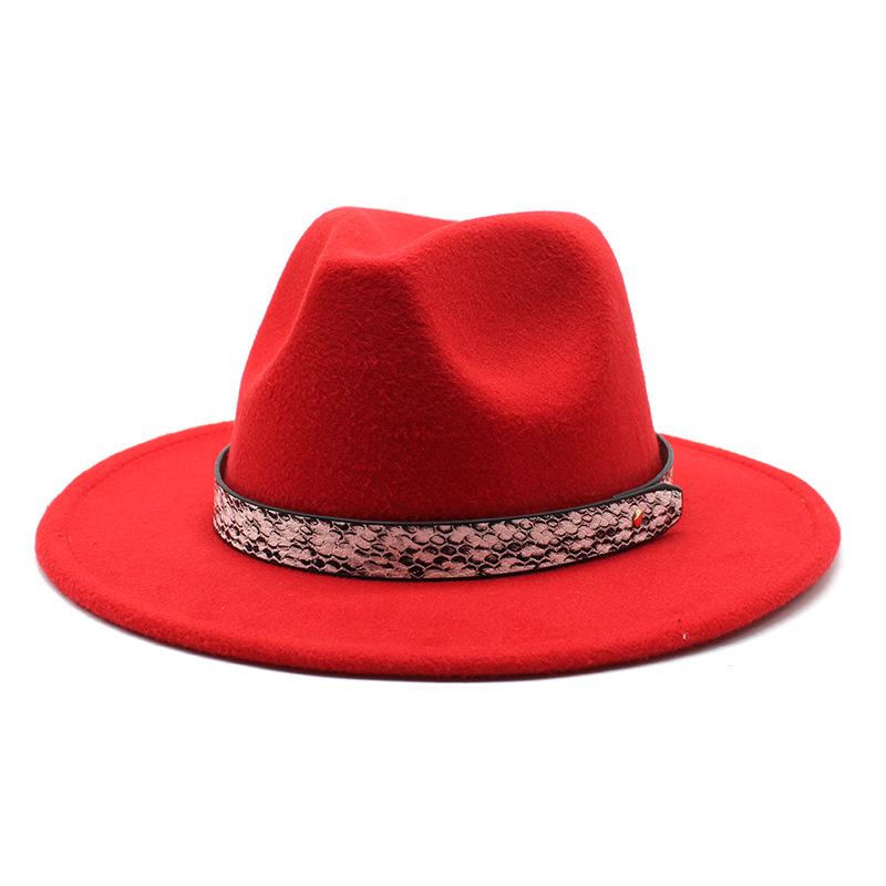 Seasonal White Big Eaves Hat Flat Edge Top Hat Men'S And Women'S Woolen Jazz Hat Lmn173