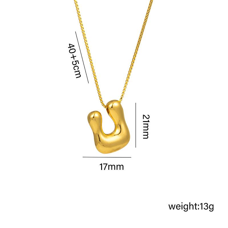 Creative A-Z Balloon Bubble Letter Pendant Neckalce for Women Gold Plated Chunky Initial Necklaces Jewelry Birthday Gift