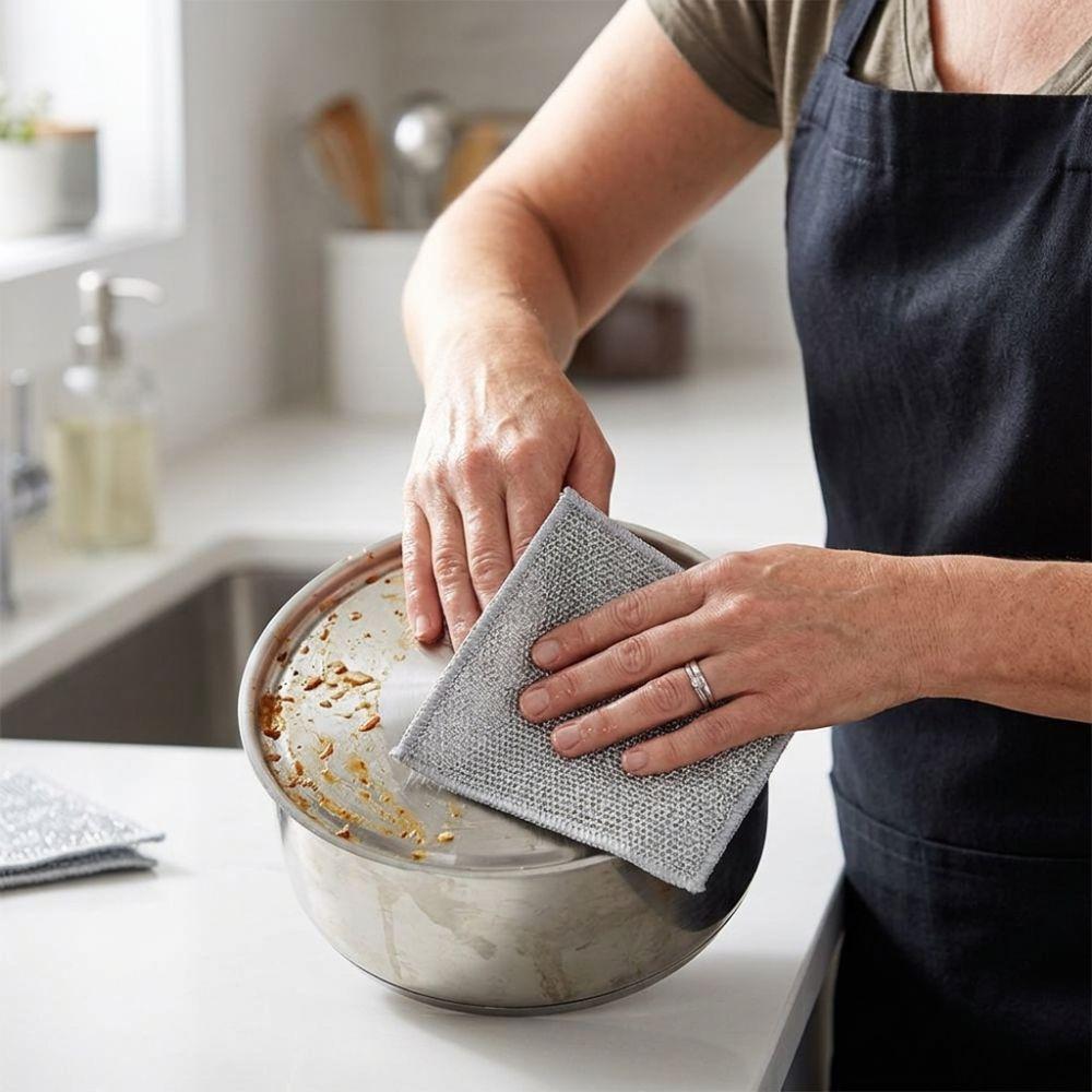 10pcs Wet And Dry Use Double Sided Wire Rags Nonstick Scrubbing Pads Convenient Dishcloths Home