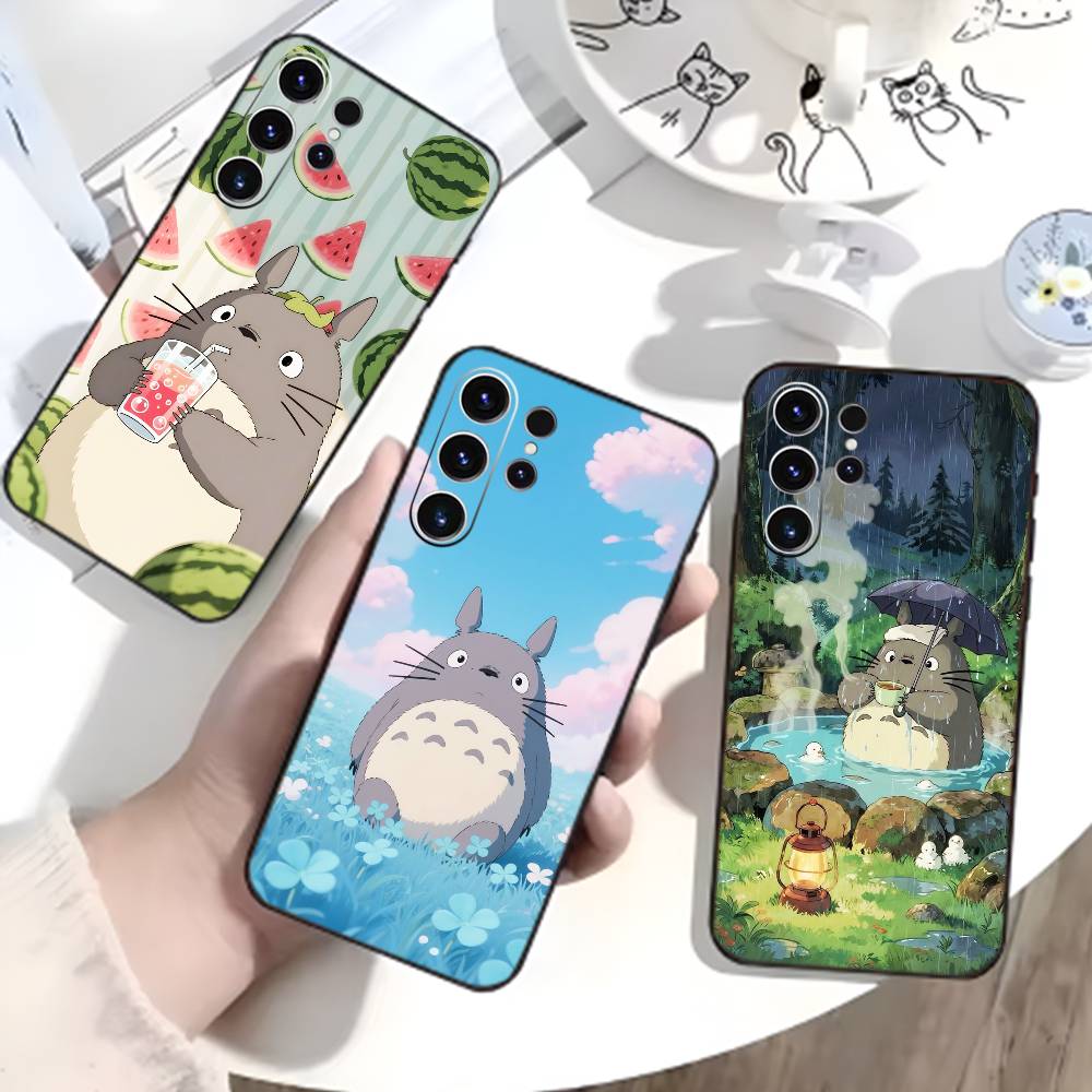 Cartoon T-Totoro-ES Phone Case For Samsung S26,S25,S24,S23,S22,S21,S20,S30,Ultra,Plus,Fe,Note,5G Black Cover