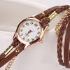 Kobiety w stylu vintage wielowarstwowa pleciona bransoletka ze stopu sztucznej skóry Wrist Watch Jewelry