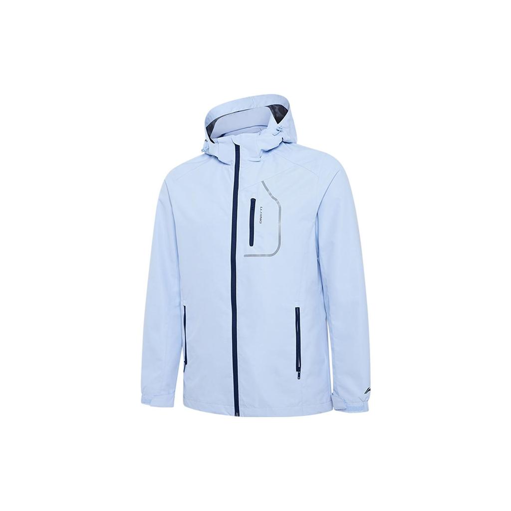 Li-Ning Letter Print Pattern Zip-Up Hooded Jacket Men Jackets Light-Blue AFDR861-2